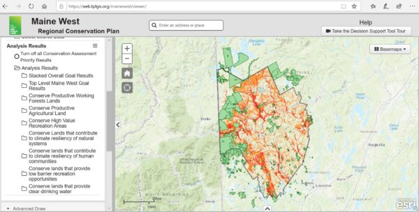 Sample map from GIS conservation planning tool