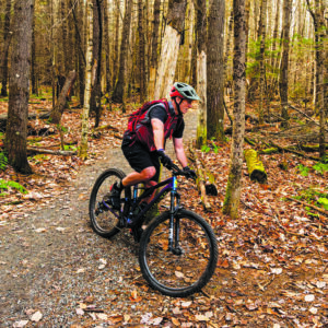 Mountain biker at Profile Trails in Franconia, NH