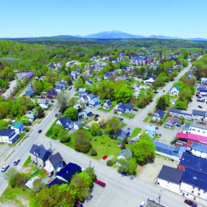 An aerial photo of Millinocket, Maine by Josh Linscott.
