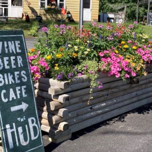 Sign for The Hub in Brant Lake, NY.