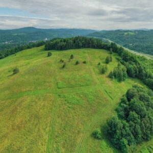Rolling green summit of Observatory Knob in St., Johnsbury, VT.