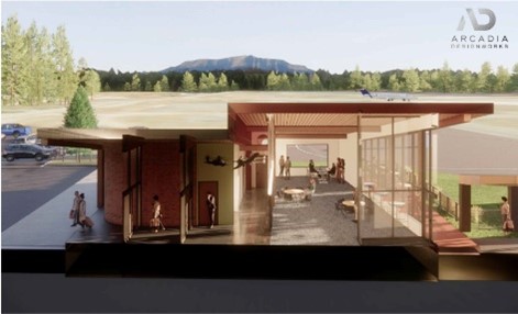 Architectural rendering of concept for building made from mass timber