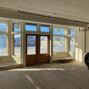First floor retail space under renovation in Lancaster, NH.