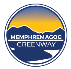 Blue and yellow logo for Mempremagog Greenway.