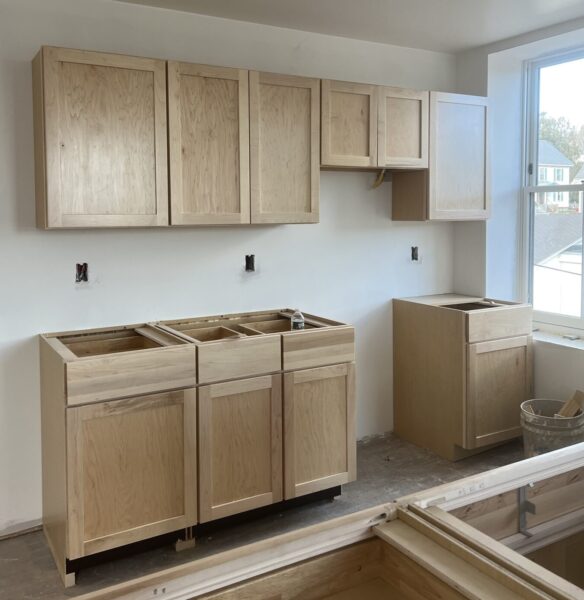 kitchen under construction during renovation of a historic building