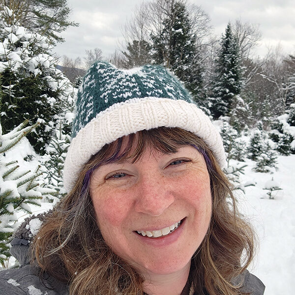 woman in snowy forest