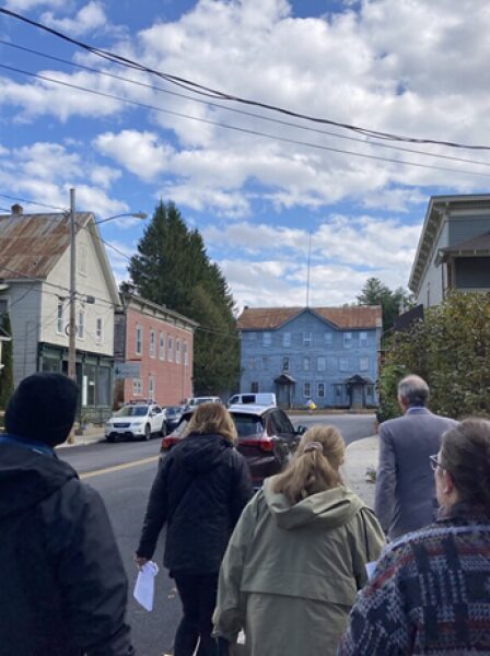 Group tours Chestertown, NY's historic district.
