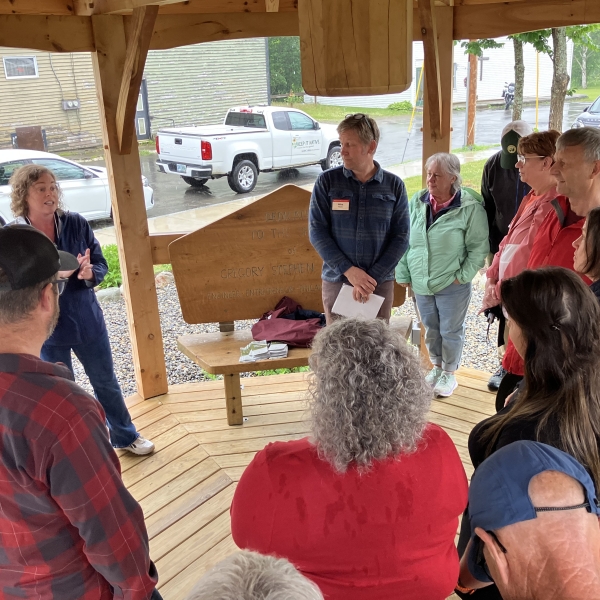 People attend event in gazebo