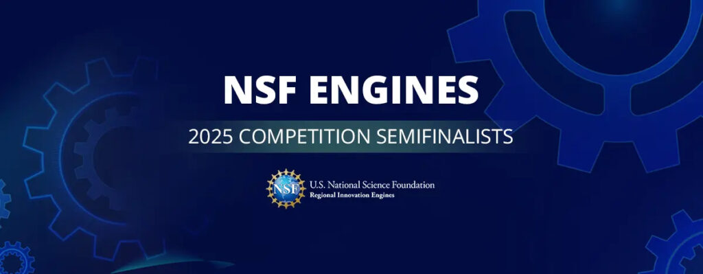 Graphic banner recognizing semi-finalists for funding from the National Science Foundation's Engines program