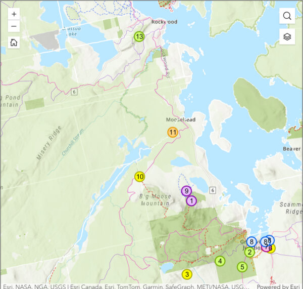 A portion of a map created for the Moosehead Outdoor Recreation Strategy.