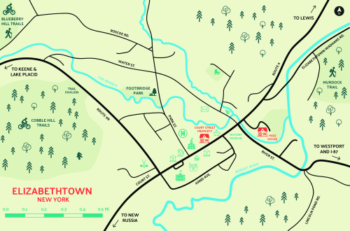 a map of Elizabethtown, NY